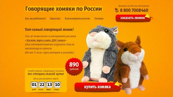 Примеры продающих страниц в нише интерактивных игрушек