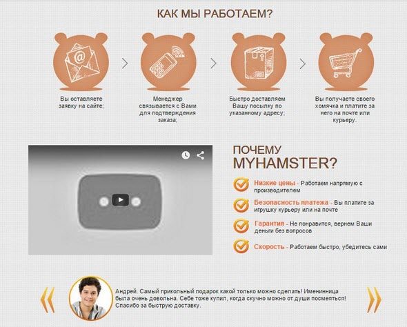 одностраничник состоит всего из двух экранов
