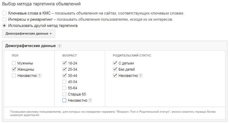 Метод таргетинга по демографическим данным Метод таргетинга по демографическим данным