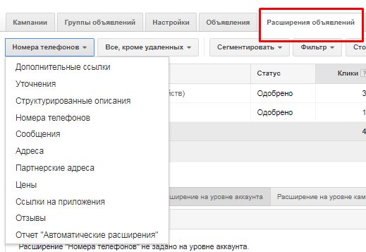 расширения объявлений