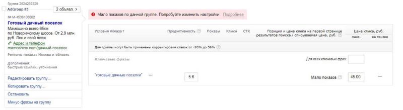 статус мало показов