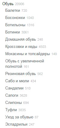Пример отображения количества товаров Пример отображения количества товаров