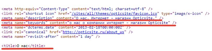 теги страницы о компании для аудита контента