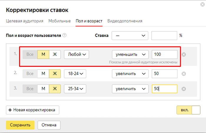 корректировка ставок